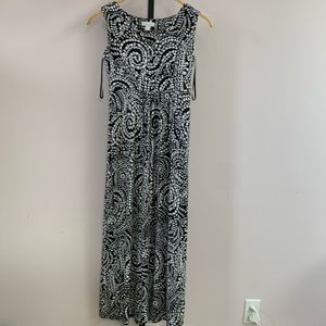 CHARTER CLUB | PP WOMEN PAISLEY PRINT SLEEVELESS MIDI DRESS | BLACK WHITE